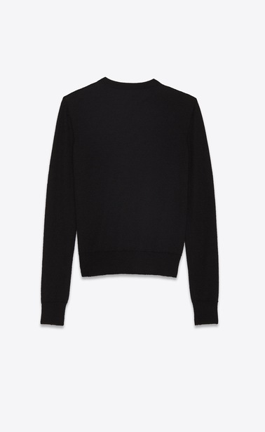 SAINT LAURENT Knitwear Tops Woman PANTHER pullover in black jacquard knit b_V4
